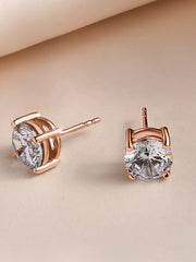3 Carat Rose Gold Solitaire Studs For Women