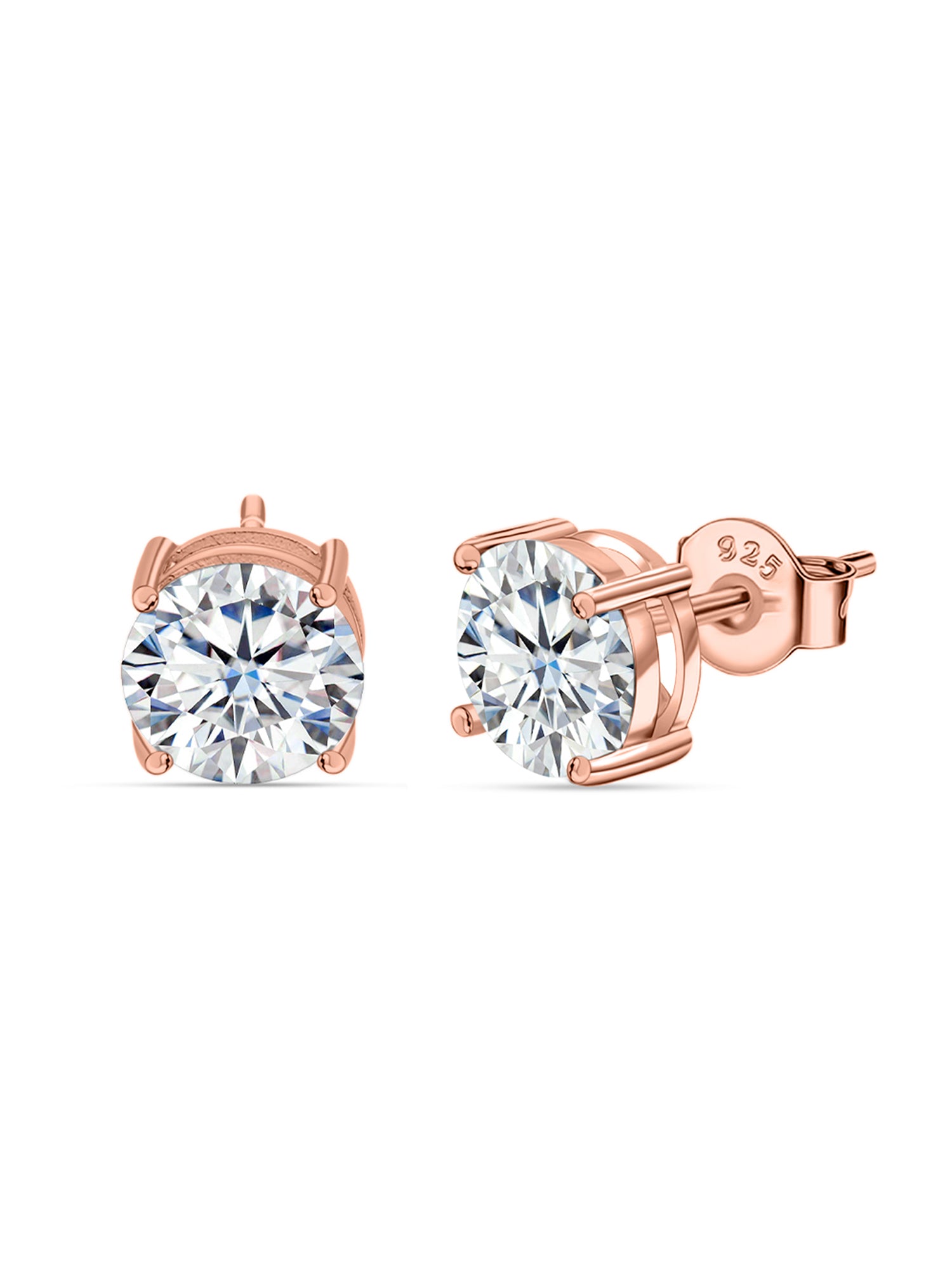 3 Carat Rose Gold Solitaire Studs For Women