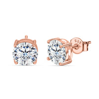 3 Carat Rose Gold Solitaire Studs For Women