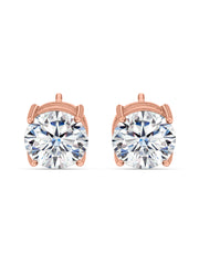 3 Carat Rose Gold Solitaire Studs For Women