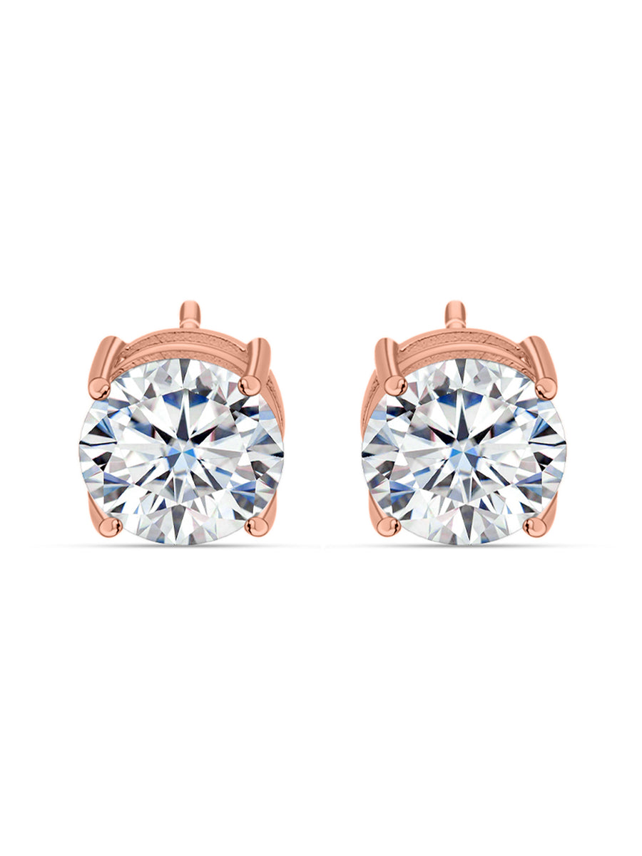 3 Carat Rose Gold Solitaire Studs For Women