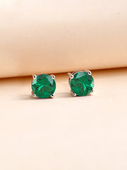 2 Carat Emerald Stud Earrings For Women