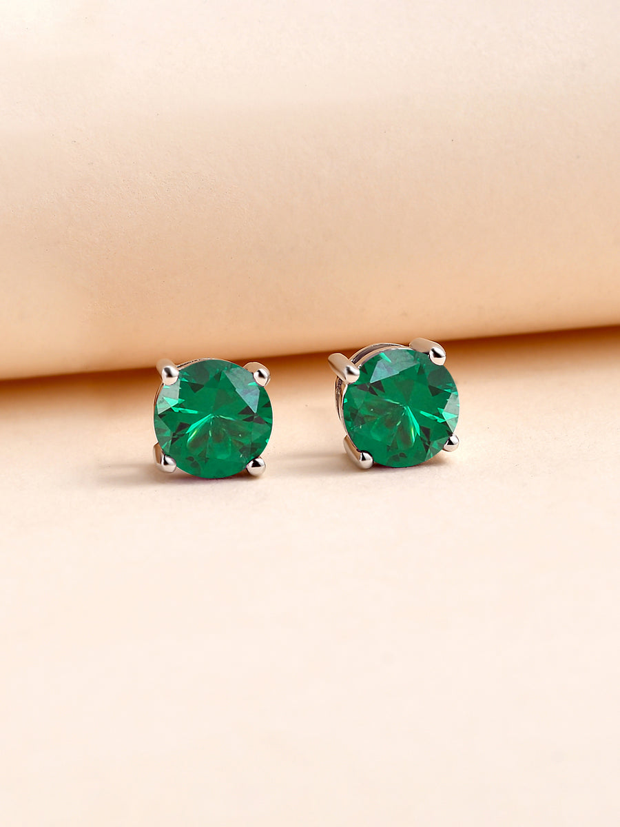 2 Carat Emerald Stud Earrings For Women