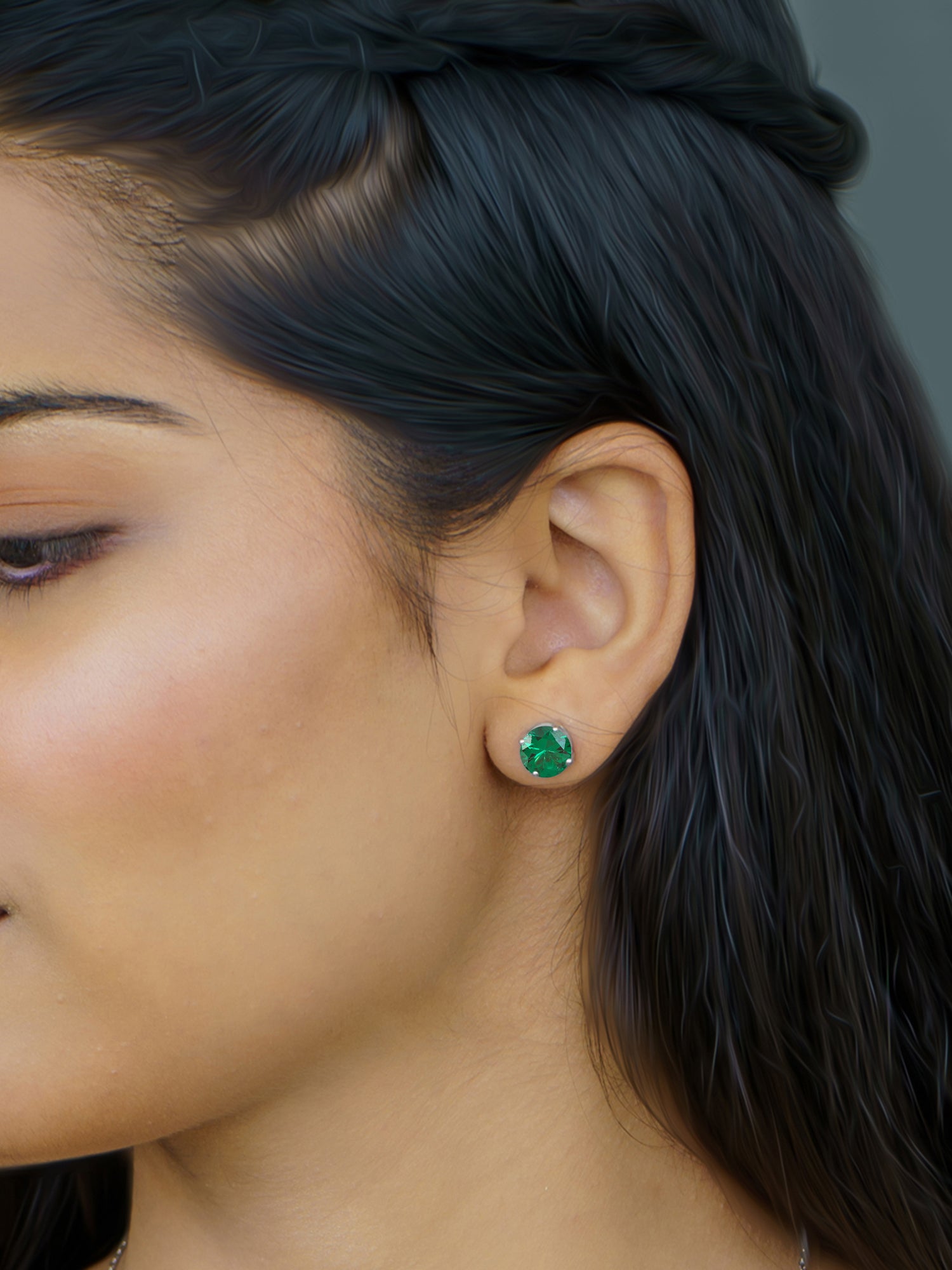 2 Carat Emerald Stud Earrings For Women
