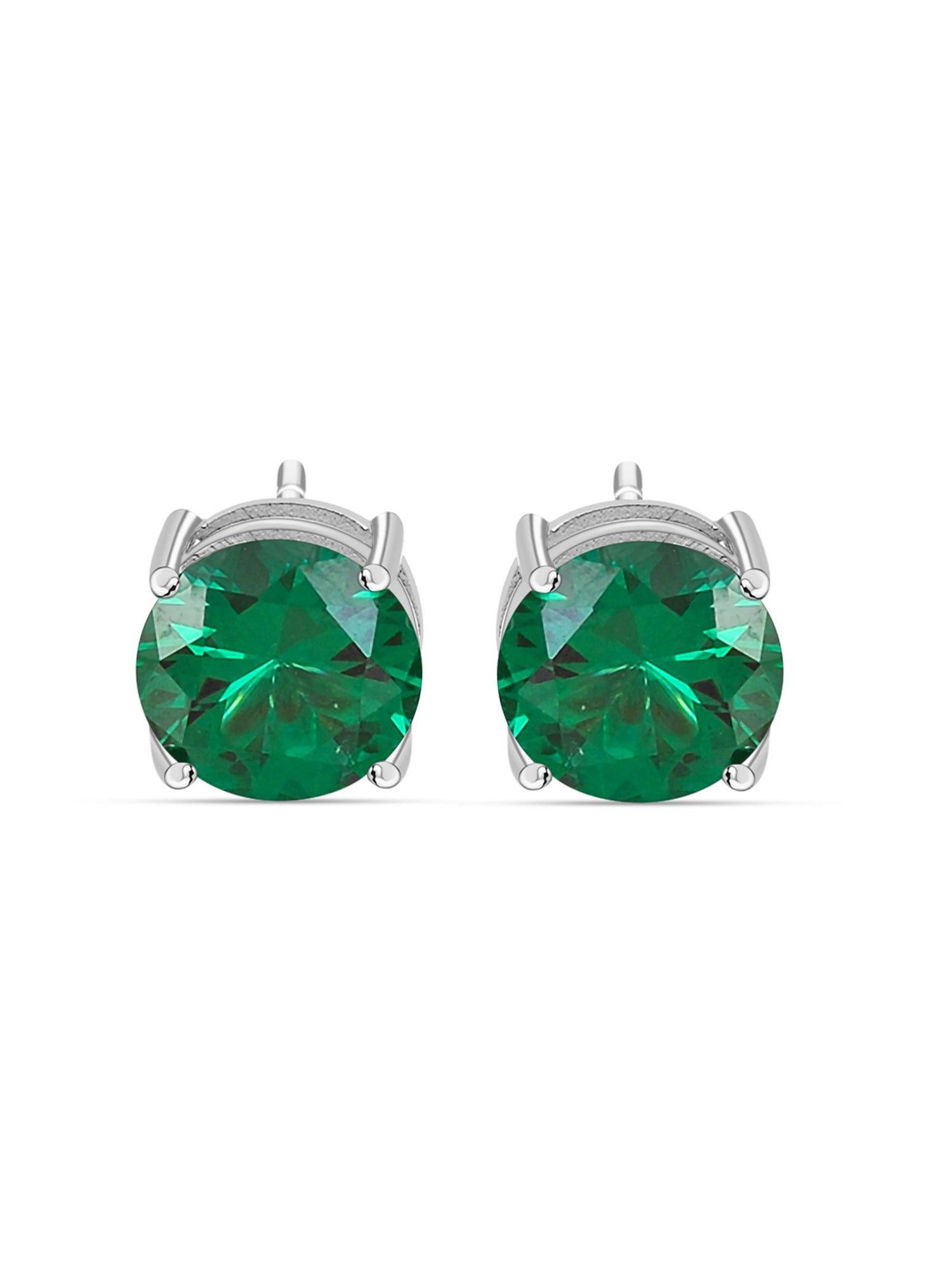 2 Carat Emerald CZ Stud Earrings For Women