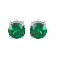 2 Carat Emerald CZ Silver Stud Earrings for Women