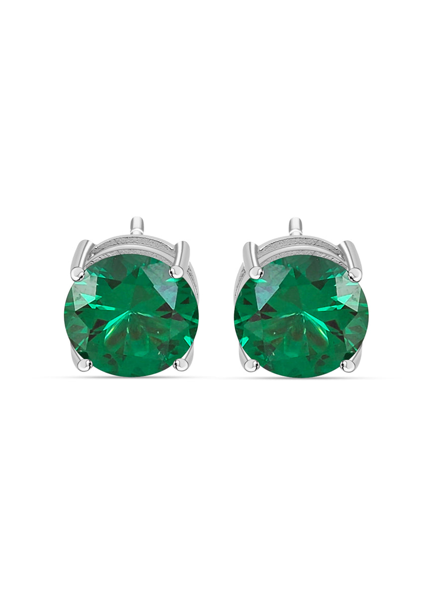 2 Carat Emerald Stud Earrings For Women