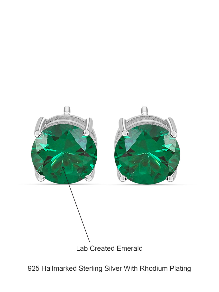 2 Carat Emerald Stud Earrings For Women