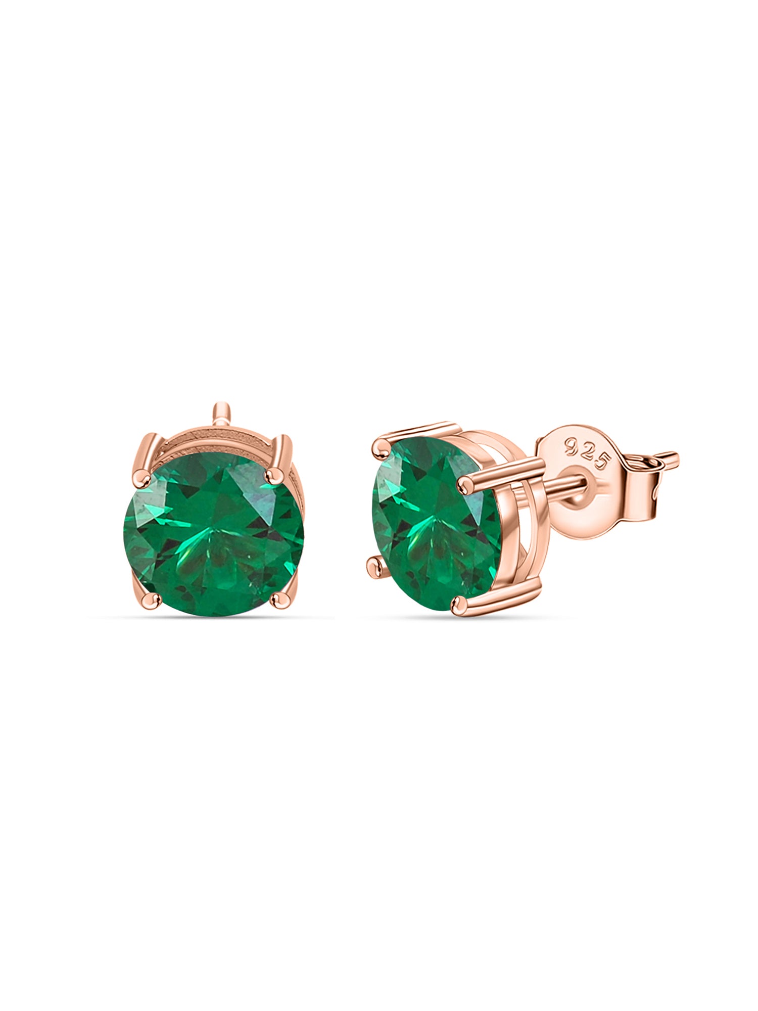 2 Carat Rose Gold Emerald CZ Stud Earrings For Women