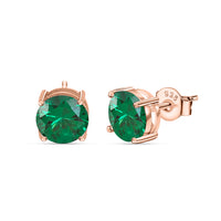 2 Carat Rose Gold Emerald CZ Stud Earrings For Women