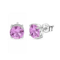 2 Carat Pink CZ Daily Wear Silver Stud Earrings for Women