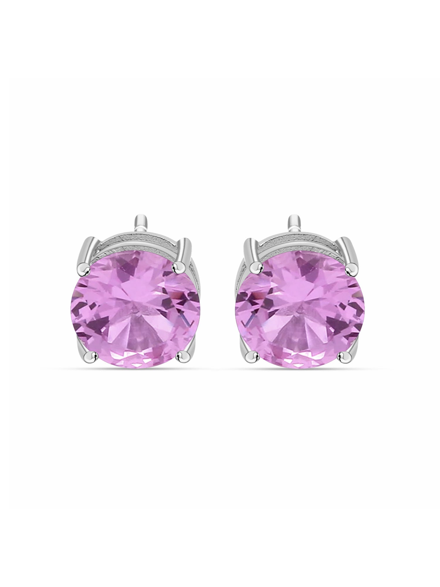 2 Carat Pink Daily Wear Stud Earrings For Women