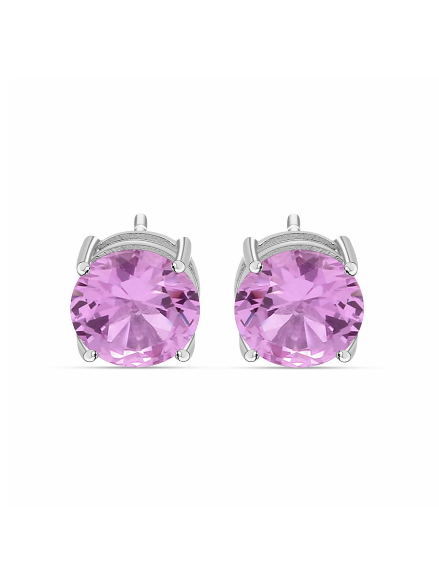2 Carat Pink Daily Wear Stud Earrings For Women