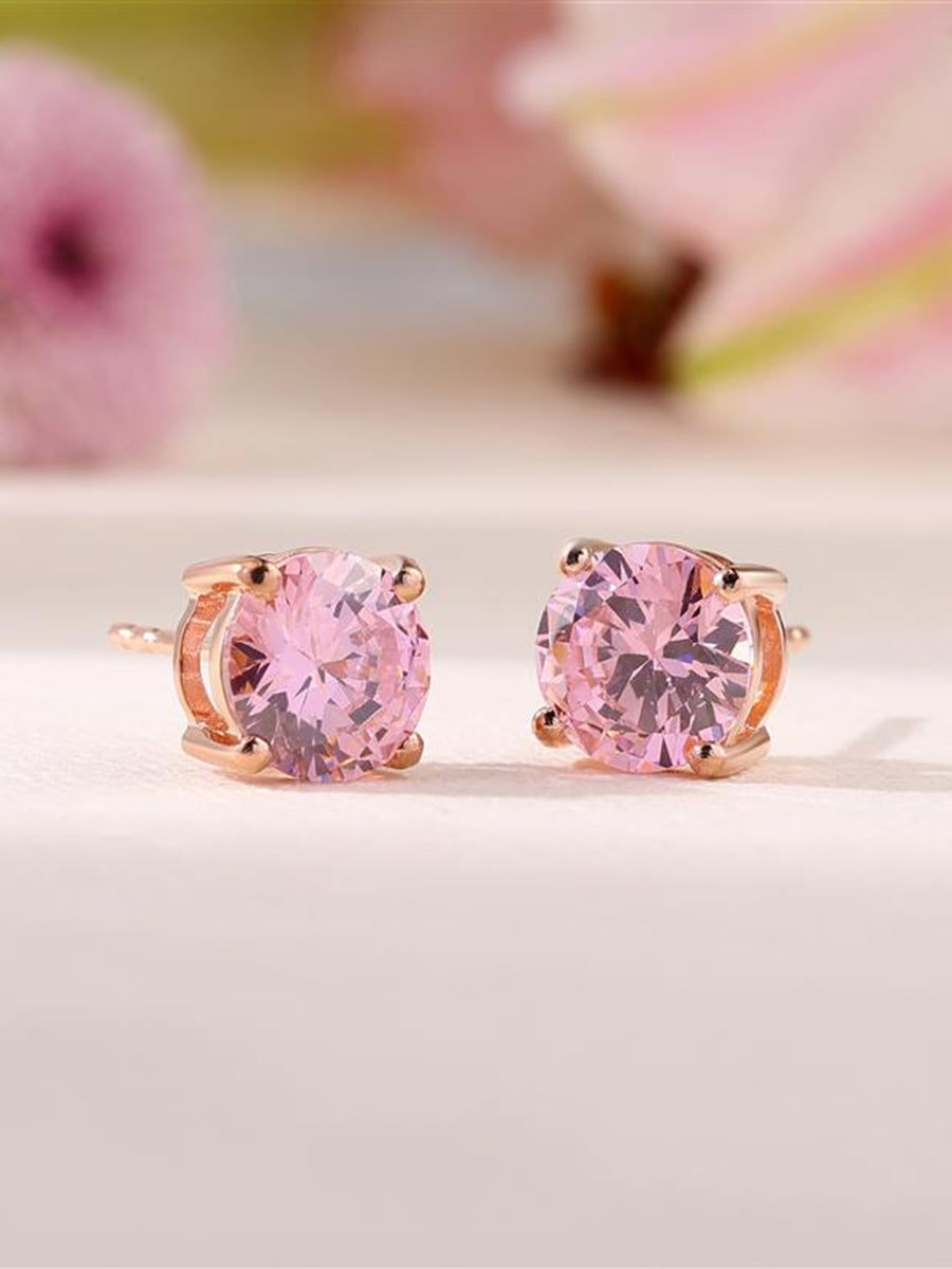 2 Carat Rose Gold Pink Daily Wear Stud Earrings For Women