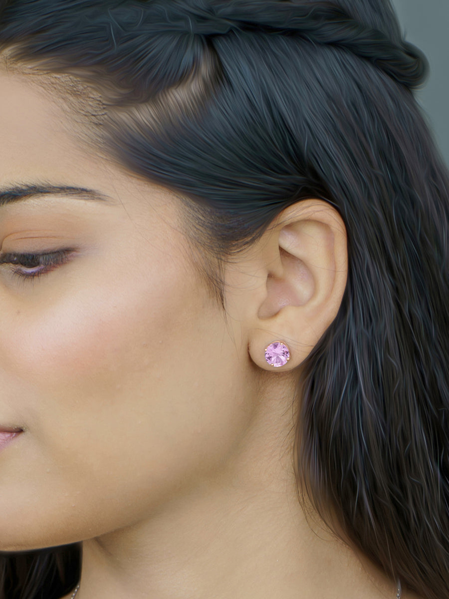 2 Carat Rose Gold Pink Daily Wear Stud Earrings For Women