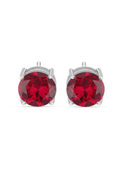 2 Carat Red Ruby Solitaire Stud Earrings For Women