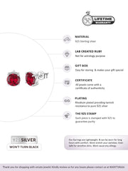 2 Carat Red Ruby Solitaire Stud Earrings For Women