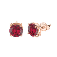 2 Carat Rose Gold Red Ruby CZ Solitaire Stud Earrings For Women