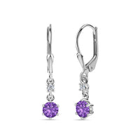 Pure 925 Silver Amethyst CZ Dangle Earrings For Women