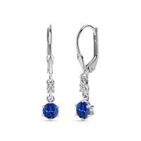 Ornate Jewels Blue Sapphire CZ Dangle 925 Silver Earrings For Women