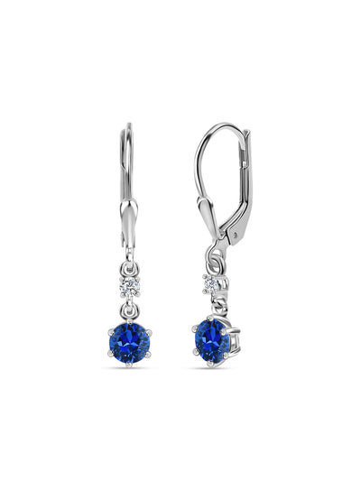Blue Sapphire CZ dangle earrings in 925 sterling silver by Ornate Jewels