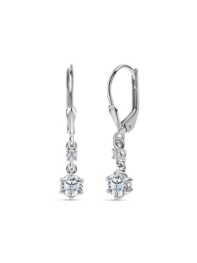 American Diamond Drop Earrings in 925 Sterling Silver - BIS Hallmarked