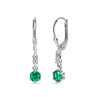 925 Sterling Silver Emerald CZ Dangle Earrings For Women