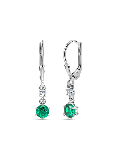 green emerald CZ dangle earrings in 925 sterling silver by Ornate Jewels