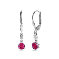 Ornate Red Ruby CZ 925 Silver Dangle Earrings For Women