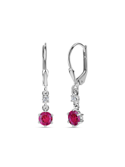 Ornate Red Ruby CZ 925 Silver Dangle Earrings For Women