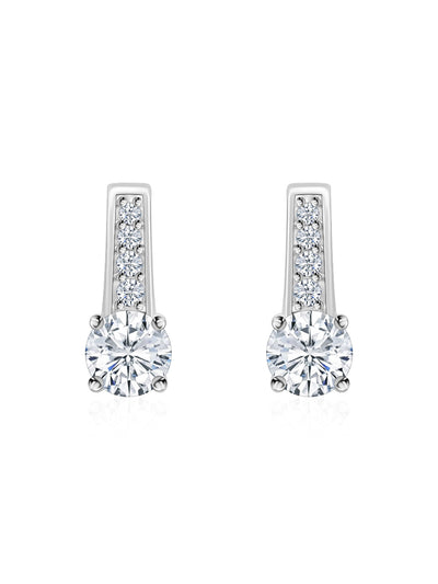 American Diamond Drop Earrings in 925 Sterling Silver - BIS Hallmarked
