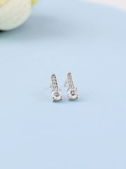 Ornate 0.50 Carat Solitaire Dangle Style Pure Silver Earrings For Women
