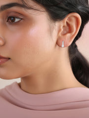 Ornate 0.50 Carat Solitaire Dangle Style Pure Silver Earrings For Women