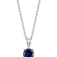 Blue Sapphire CZ 2 Carat Solitaire Silver Necklace for Women