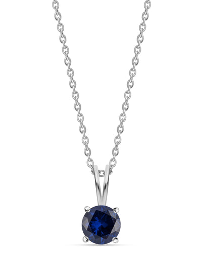 Blue Sapphire CZ 2 Carat Solitaire Silver Necklace for Women