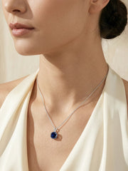 Blue Sapphire 2 Carat Solitaire Necklace For Women