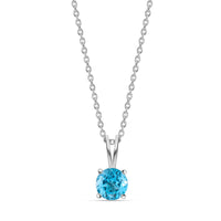 2 Carat Swiss Blue Topaz CZ Solitaire Silver Pendant
