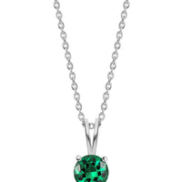 2 Carat Emerald CZ Solitaire Silver Necklace for Women