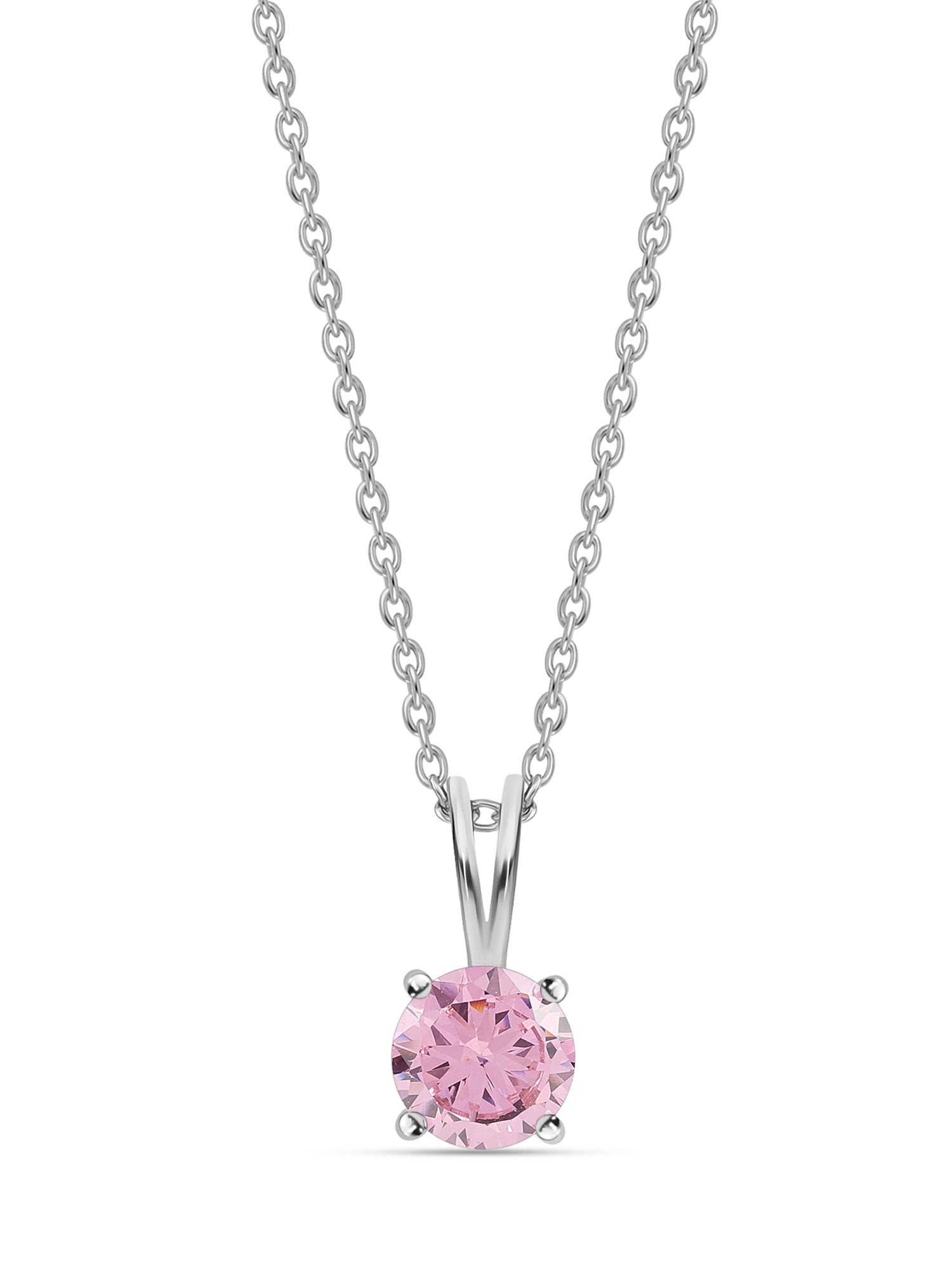 2 Carat Pink Solitaire Pendant With Chain