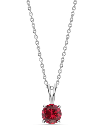 Daily Wear 2 Carat Ruby CZ Solitaire Silver Pendant for Women