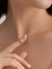 Diamond Look Heart Necklace In 925 Silver