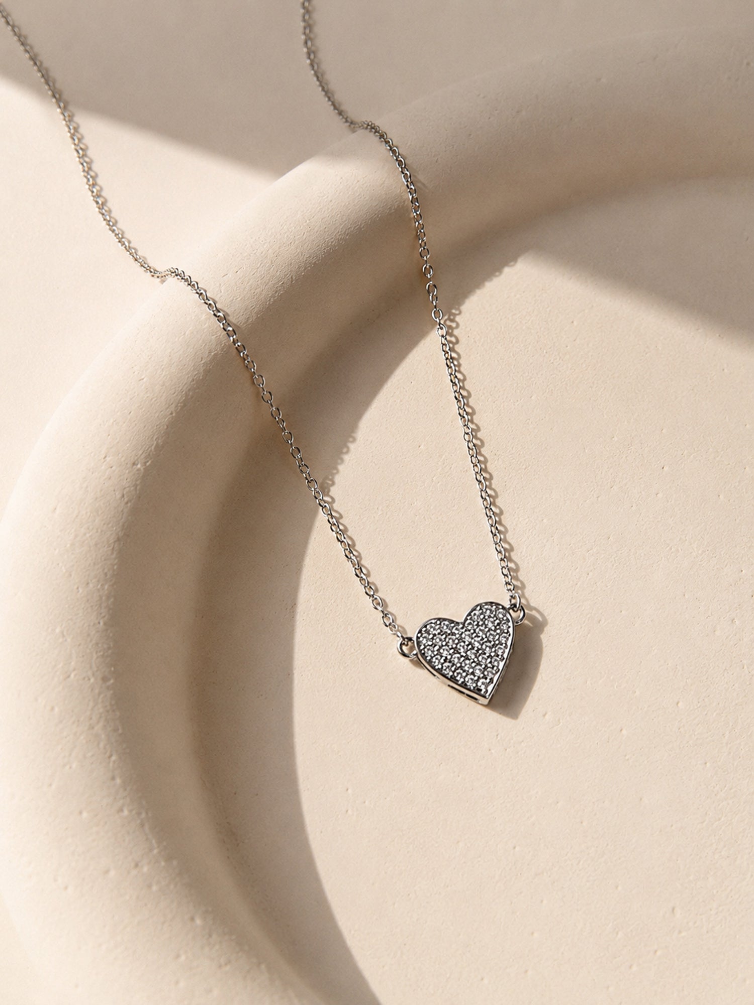 Diamond Look Heart Necklace In 925 Silver