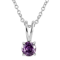 0.50 Carat Royal Amethyst CZ Silver Solitaire Necklace
