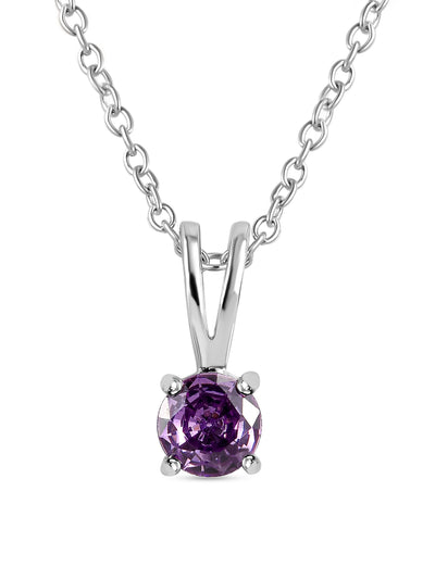 0.50 Carat Royal Amethyst CZ Silver Solitaire Necklace