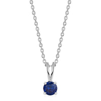 0.50 Carat Timeless Charm Royal Sapphire CZ Silver Solitaire Necklace