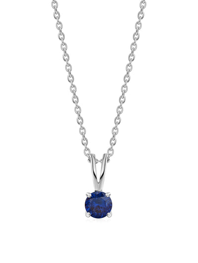0.50 Carat Timeless Charm Royal Sapphire CZ Silver Solitaire Necklace
