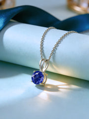 0.50 Carat Timeless Charm Royal Sapphire Silver Solitaire Necklace