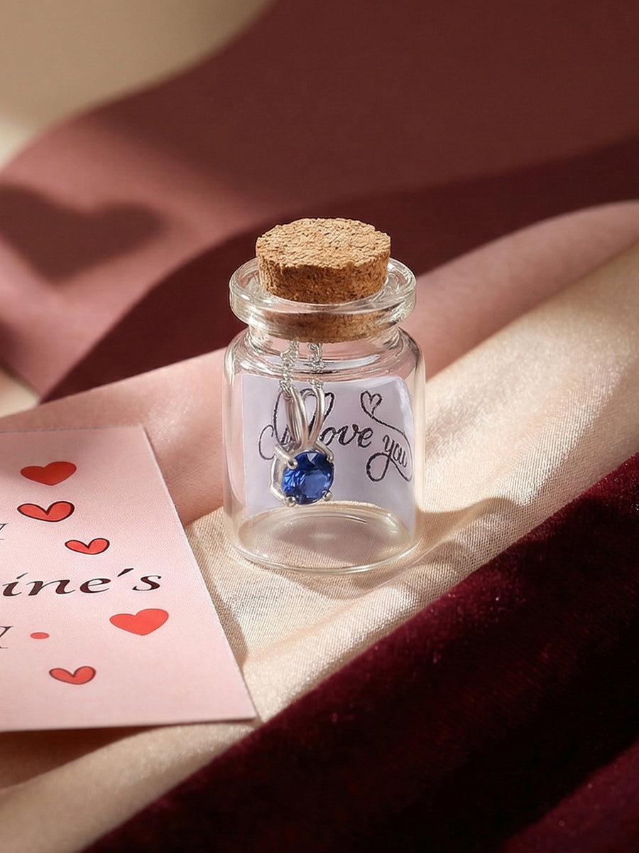 0.50 Carat Blue Sapphire Pendant In Pure Silver