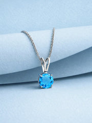 0.50 Carat Ocean Glow Topaz Silver Solitaire Necklace