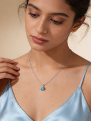 0.50 Carat Ocean Glow Topaz Silver Solitaire Necklace